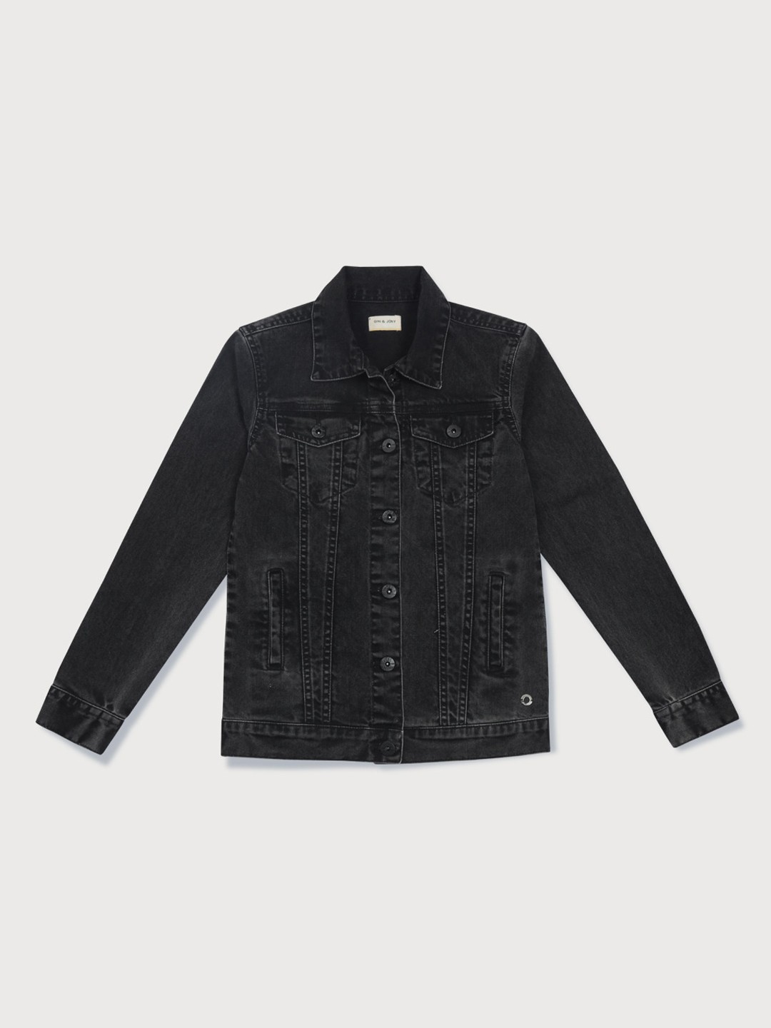 

Gini and Jony Girls Black Washed Denim Cotton Jacket