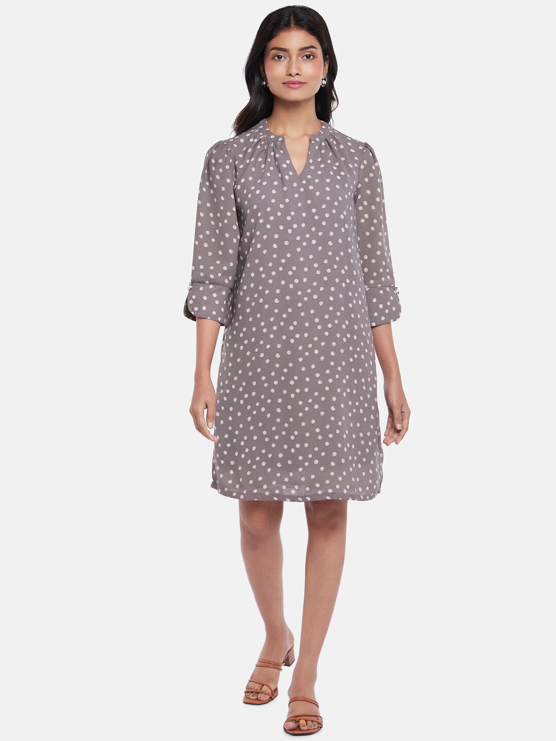 Annabelle by Pantaloons Mauve Floral Formal A-Line Dress