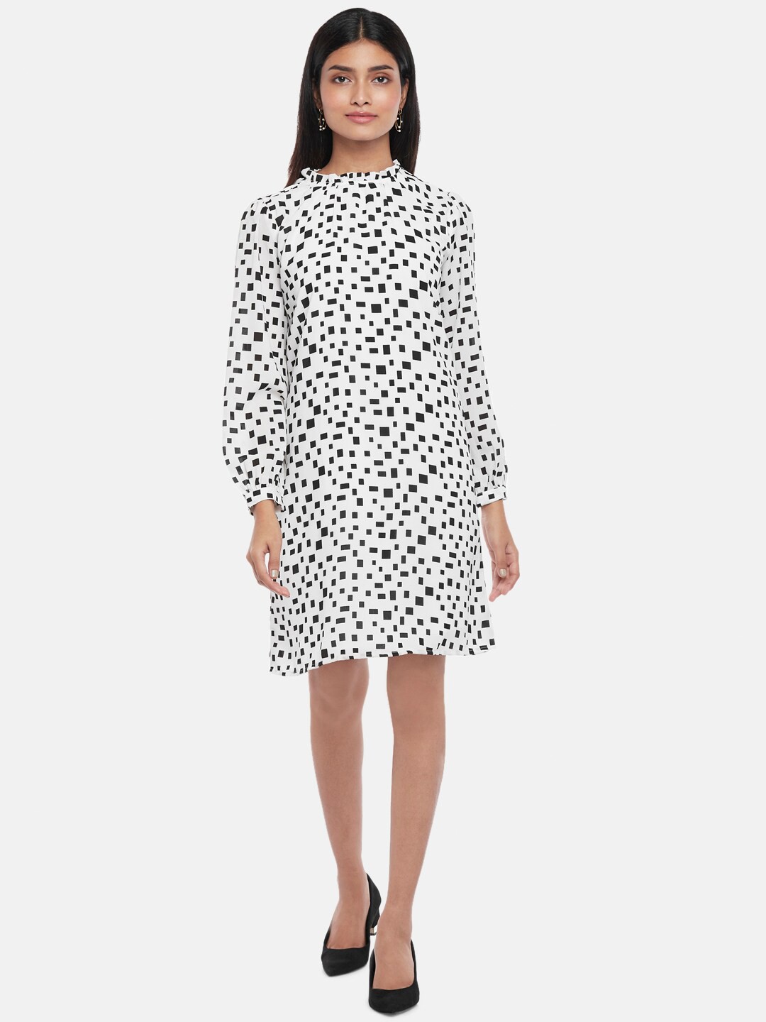 

Annabelle by Pantaloons White & Black Animal Printed A-Line Dress