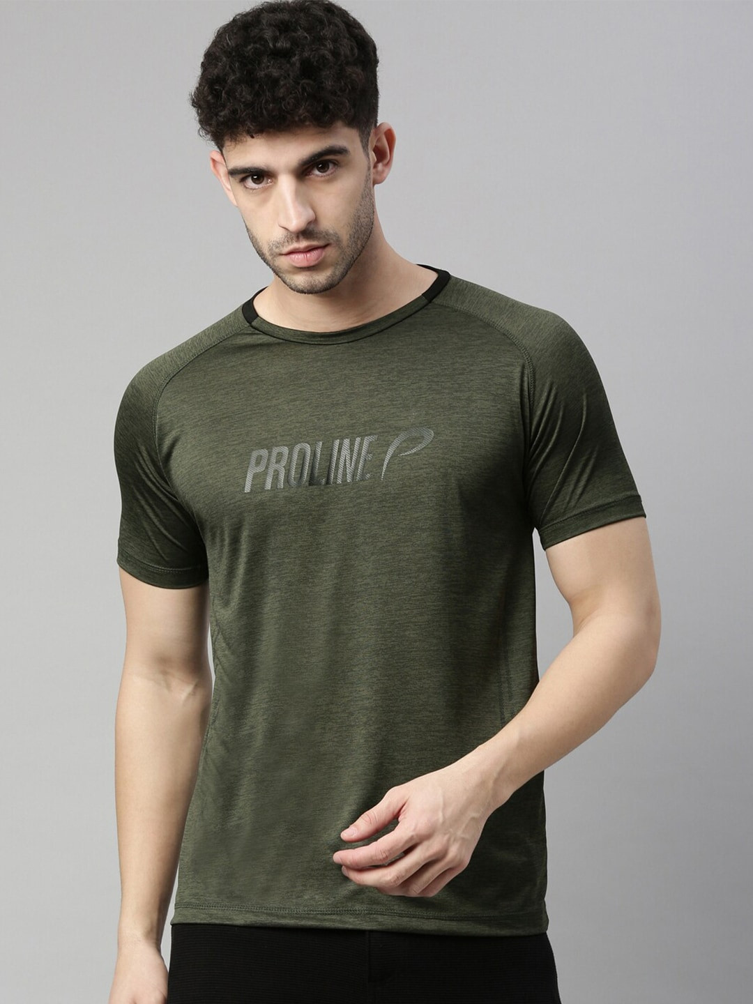 

Proline Active Men Olive Green Brand Logo Printed T-shirt