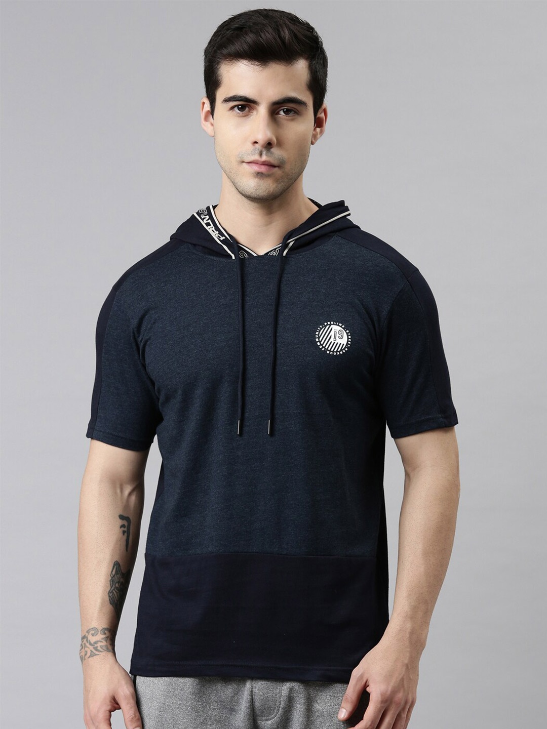 

Proline Active Men Navy Blue Hooded T-shirt