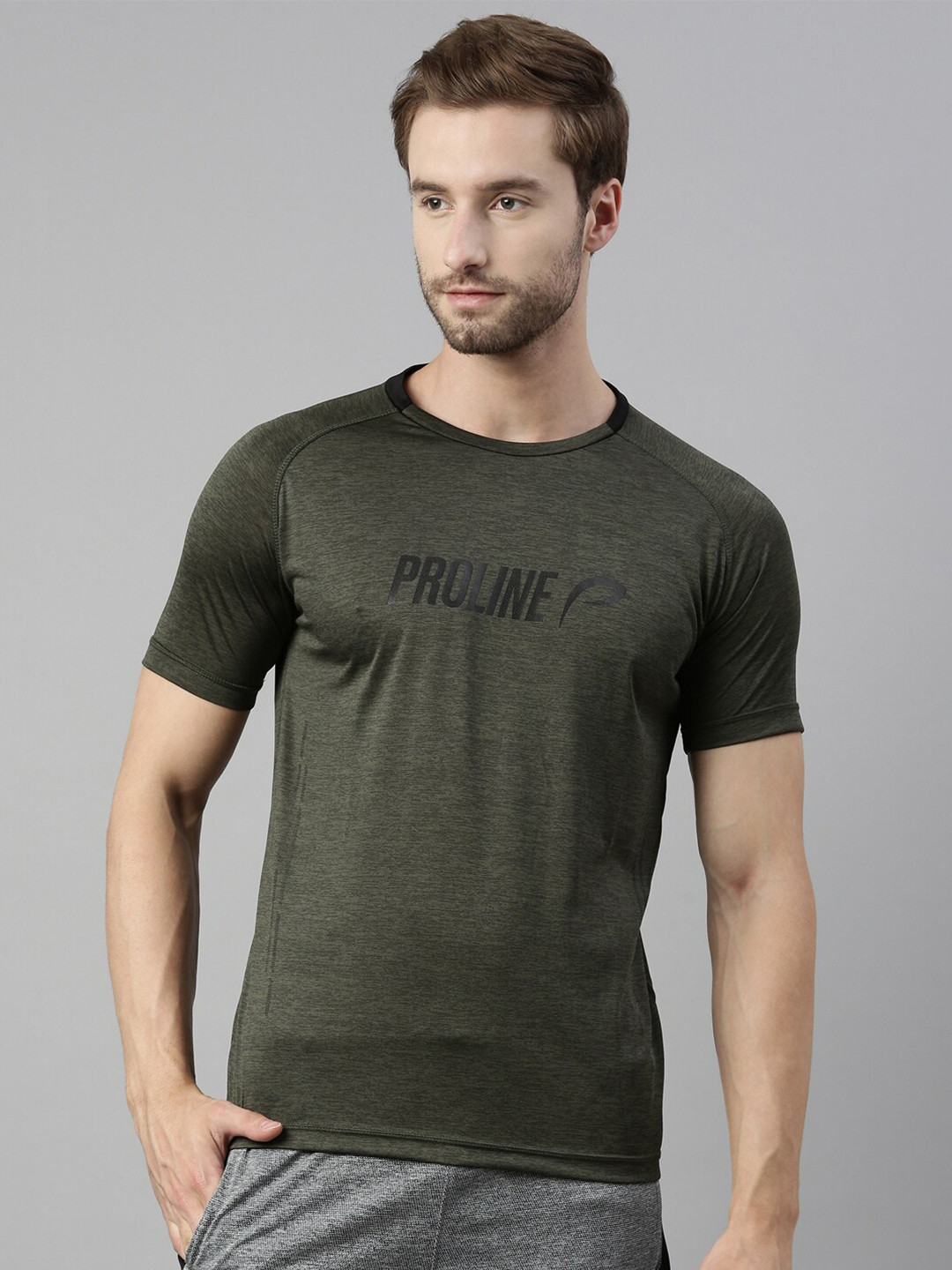 

Proline Active Men Olive Green Typography Printed T-shirt