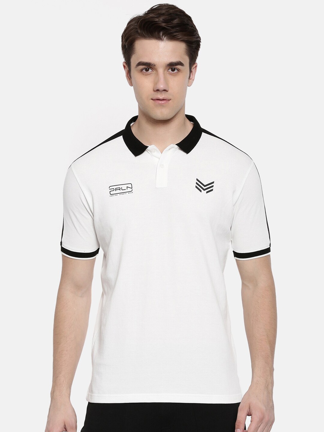 

Proline Active Men Off White & Black Polo Collar Cotton T-shirt