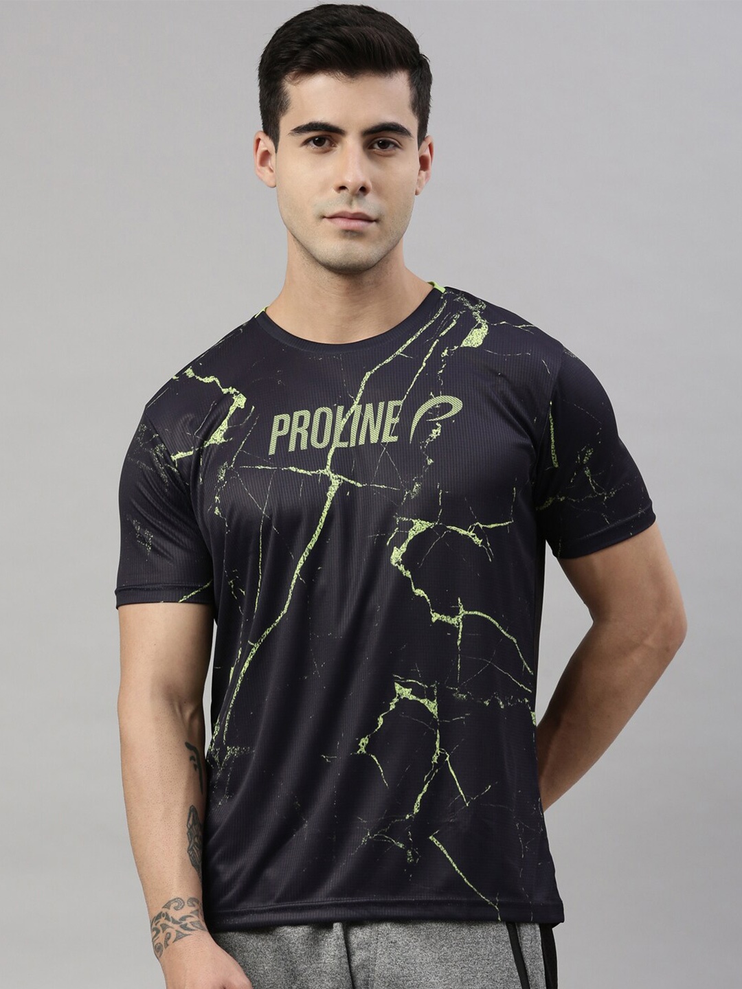 

Proline Active Men Blue & Green Graphic Printed T-shirt