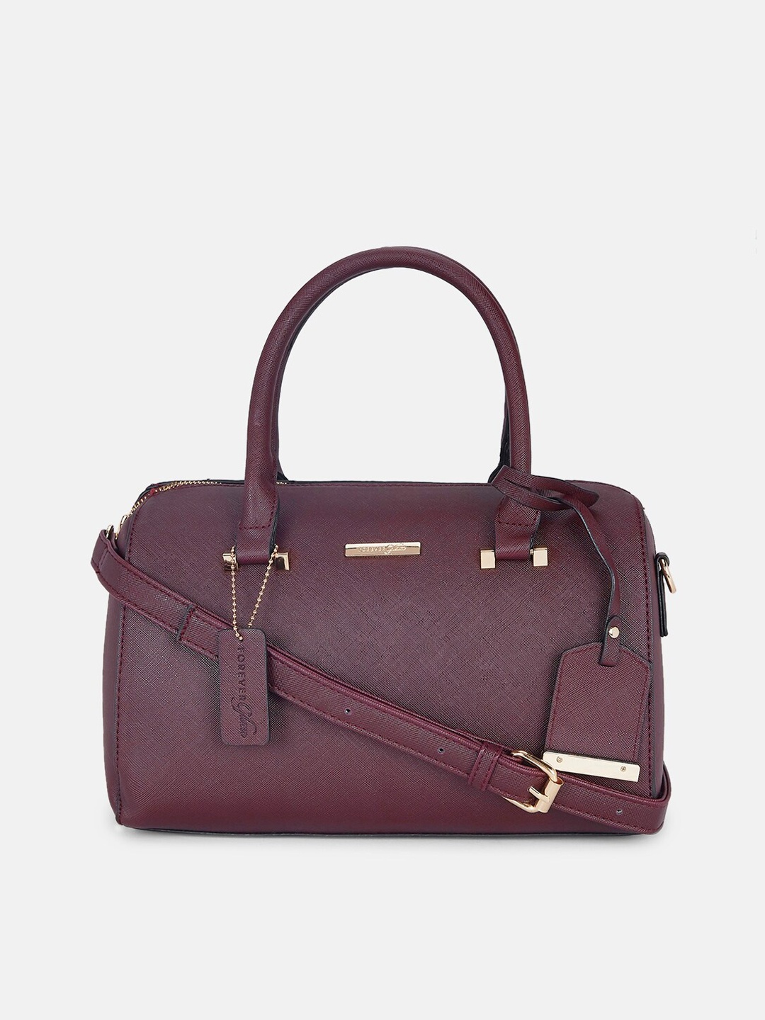 

Forever Glam by Pantaloons Brown Textured PU Bowling Handheld Bag