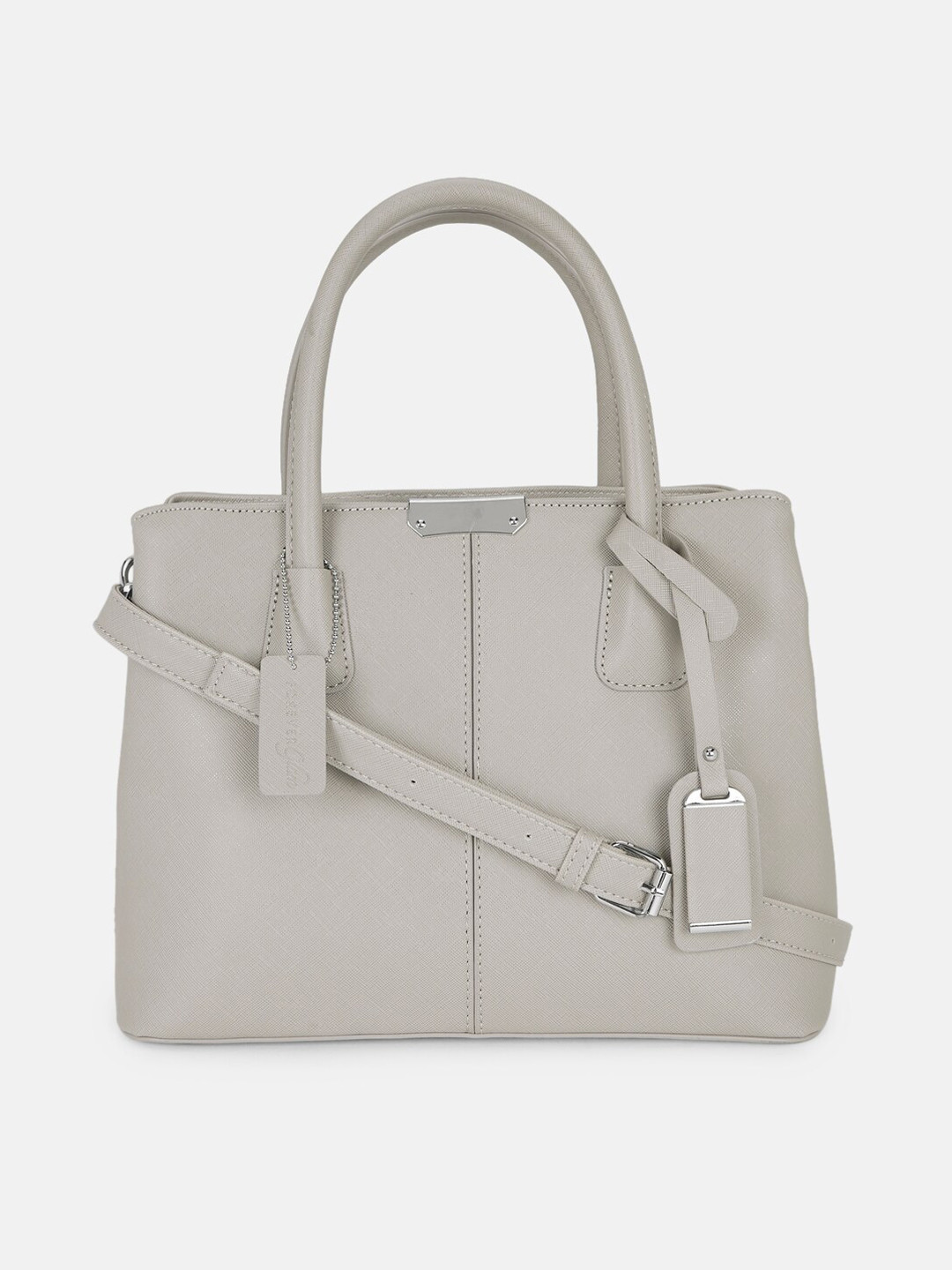 

Forever Glam by Pantaloons Grey PU Structured Handheld Bag with Tasselled