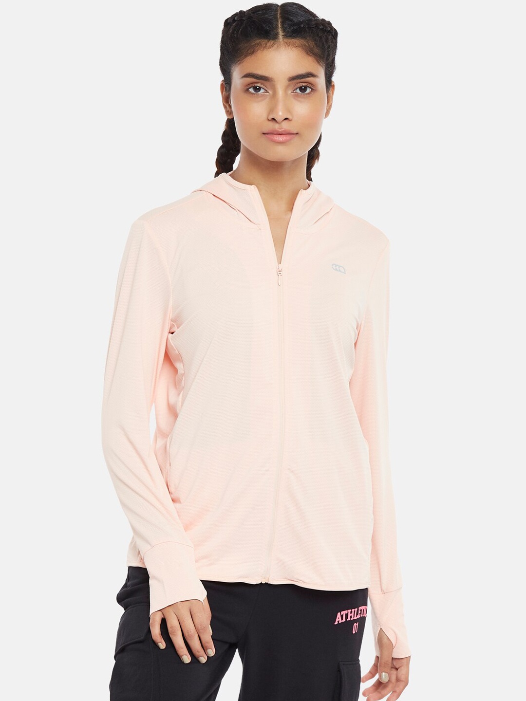 

Ajile by Pantaloons Women Orange Outdoor Sporty Hooded Jacket