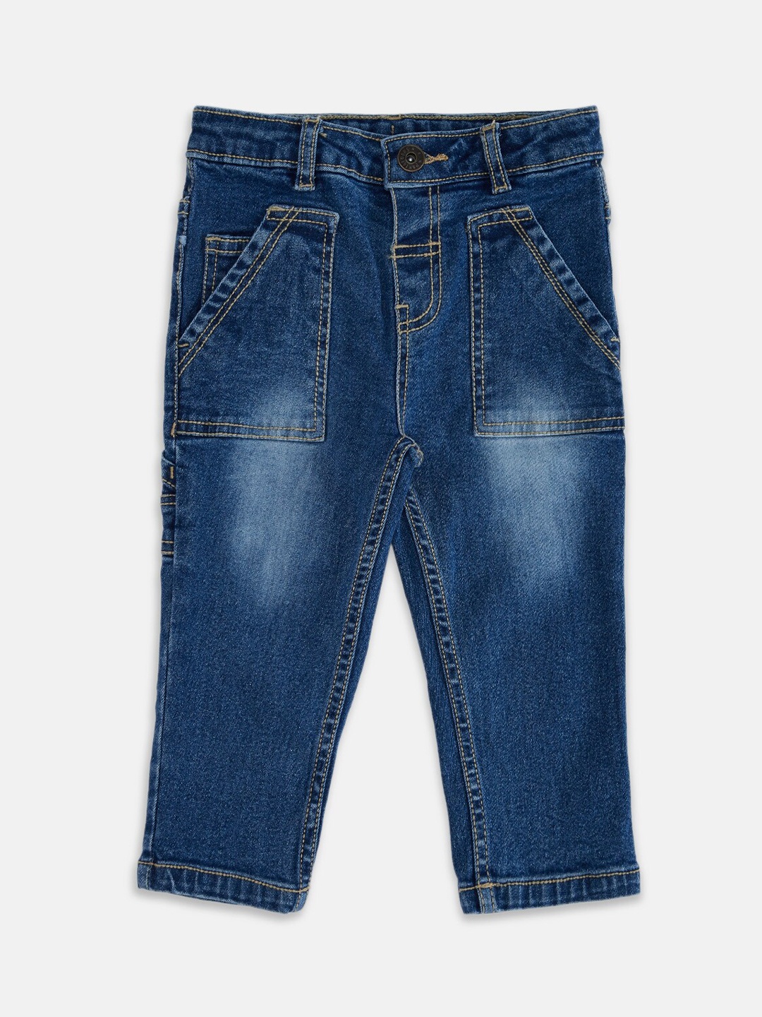 

Pantaloons Baby Boys Blue Low Distress Light Fade Jeans