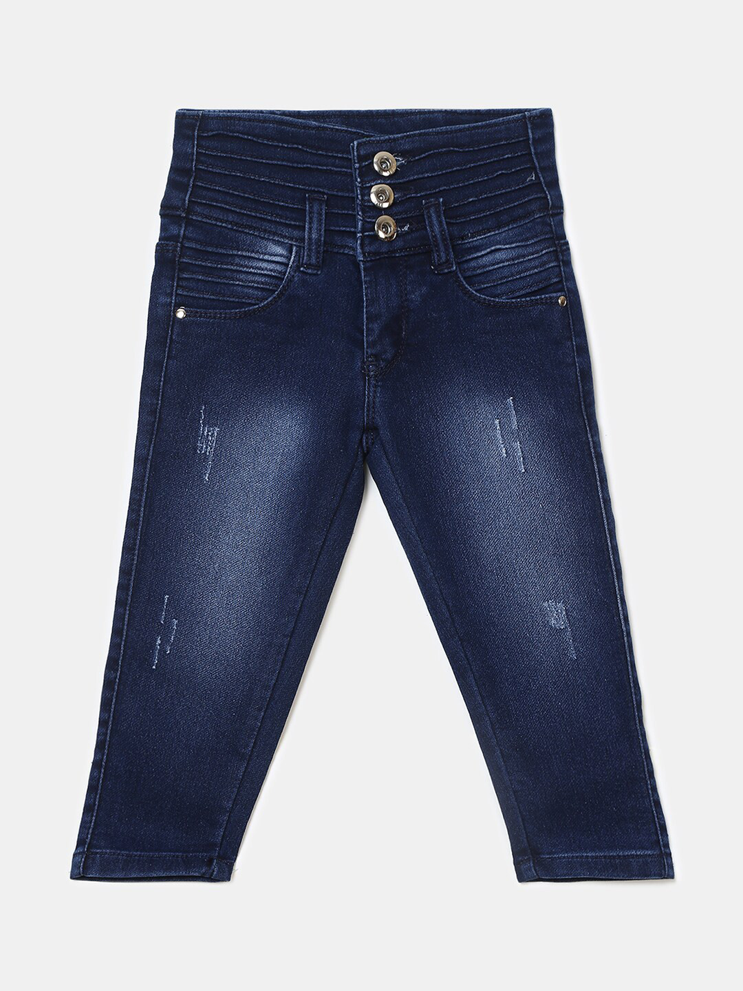 

V-Mart Girls Blue High-Rise Low Distress Light Fade Jeans