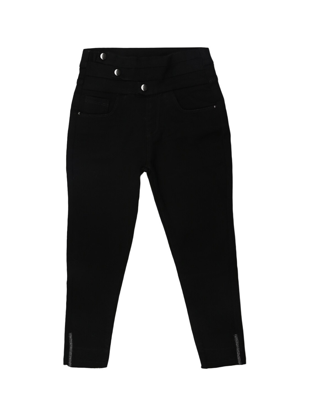 

V-Mart Girls Black High-Rise Low Distress Jeans