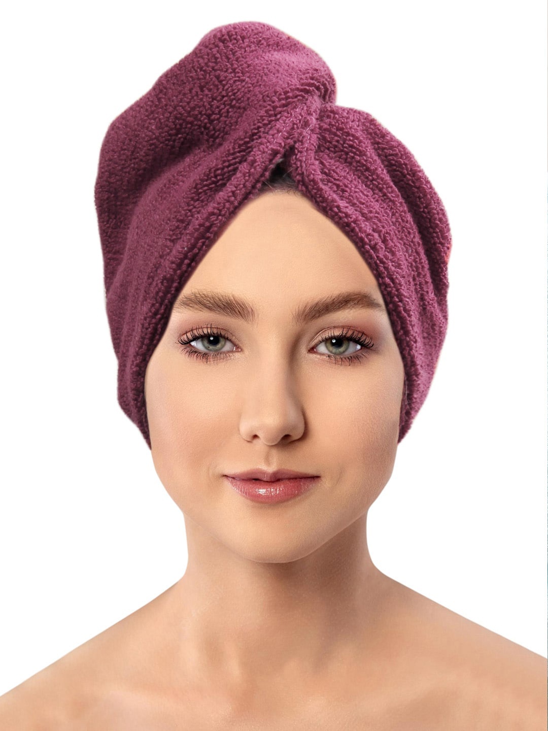 

AVI Living Set Of 2 Solid 500GSM Pure Cotton Hair Wrap Towel, Maroon