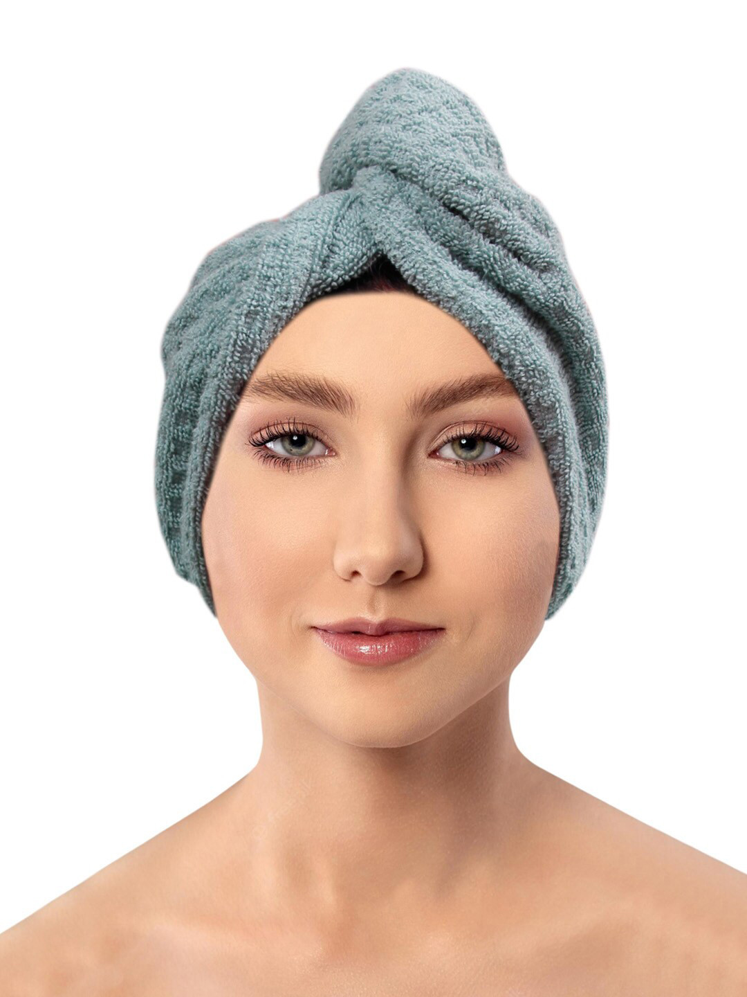

AVI Living Pack Of 2 Solid 500 GSM Pure Cotton Hair Wrap Towel, Blue