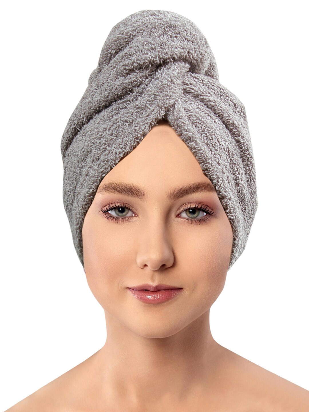 

AVI Living Pack Of 2 Grey Solid 500GSM Pure Cotton Hair Wrap Towel