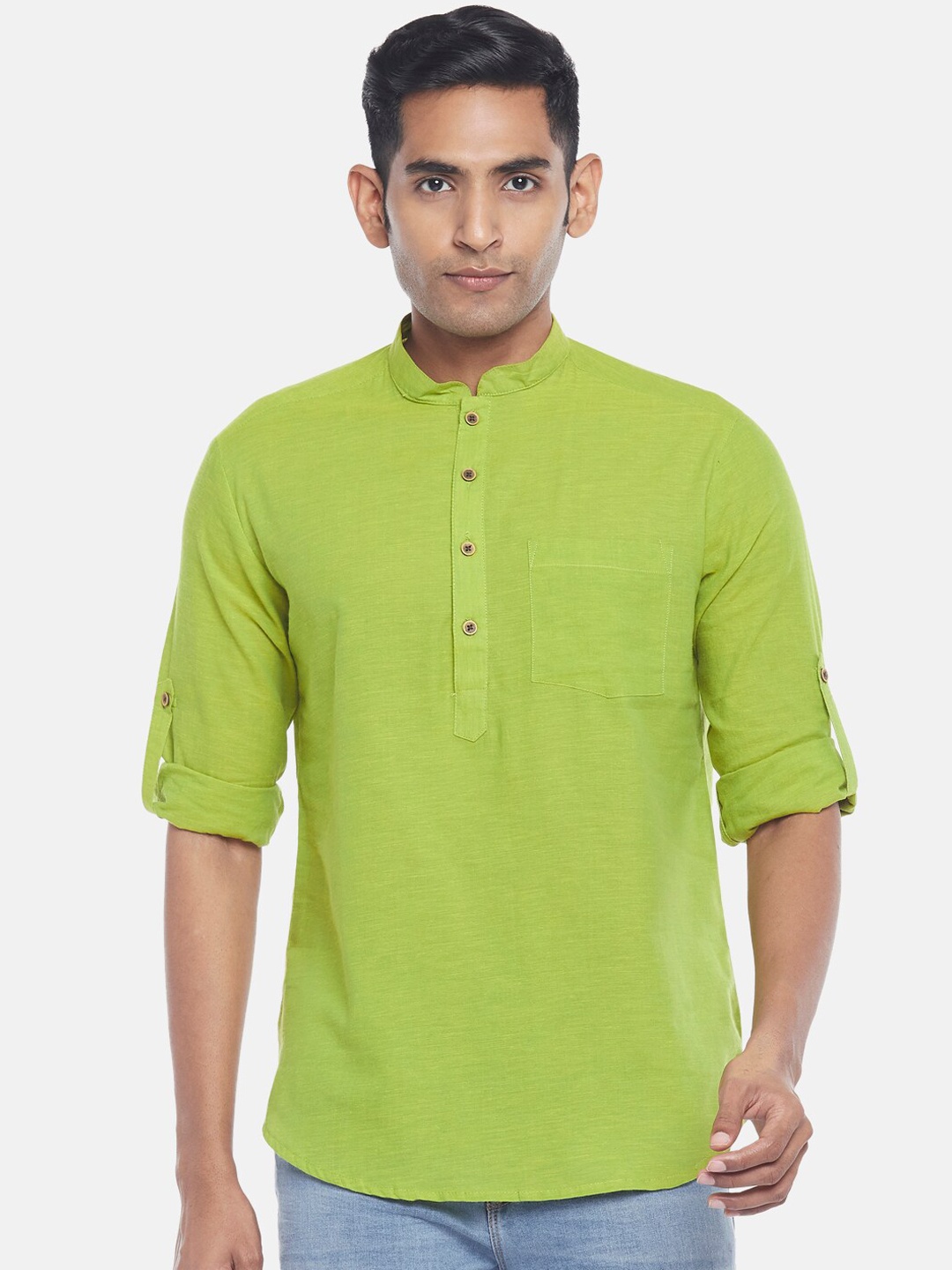 

indus route by Pantaloons Men Lime Green Kurta