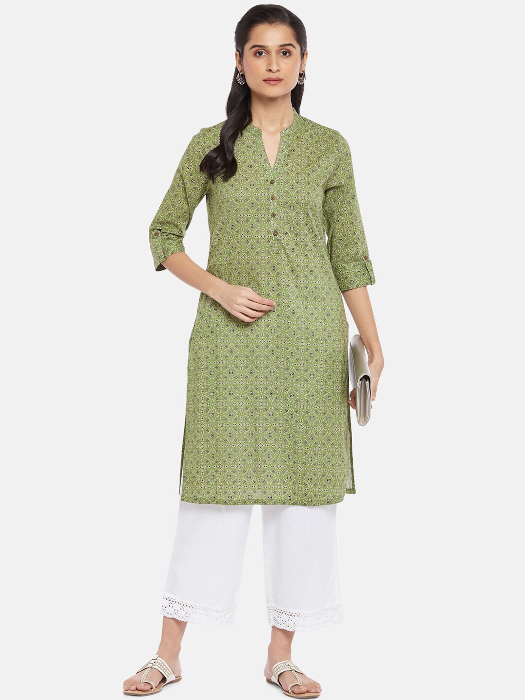 

RANGMANCH BY PANTALOONS Women Green Ethnic Motifs Kurta