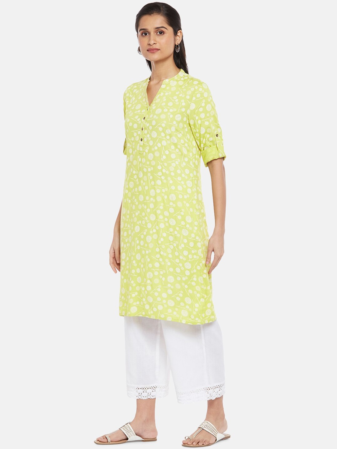 

RANGMANCH BY PANTALOONS Women Yellow Printed Kurta