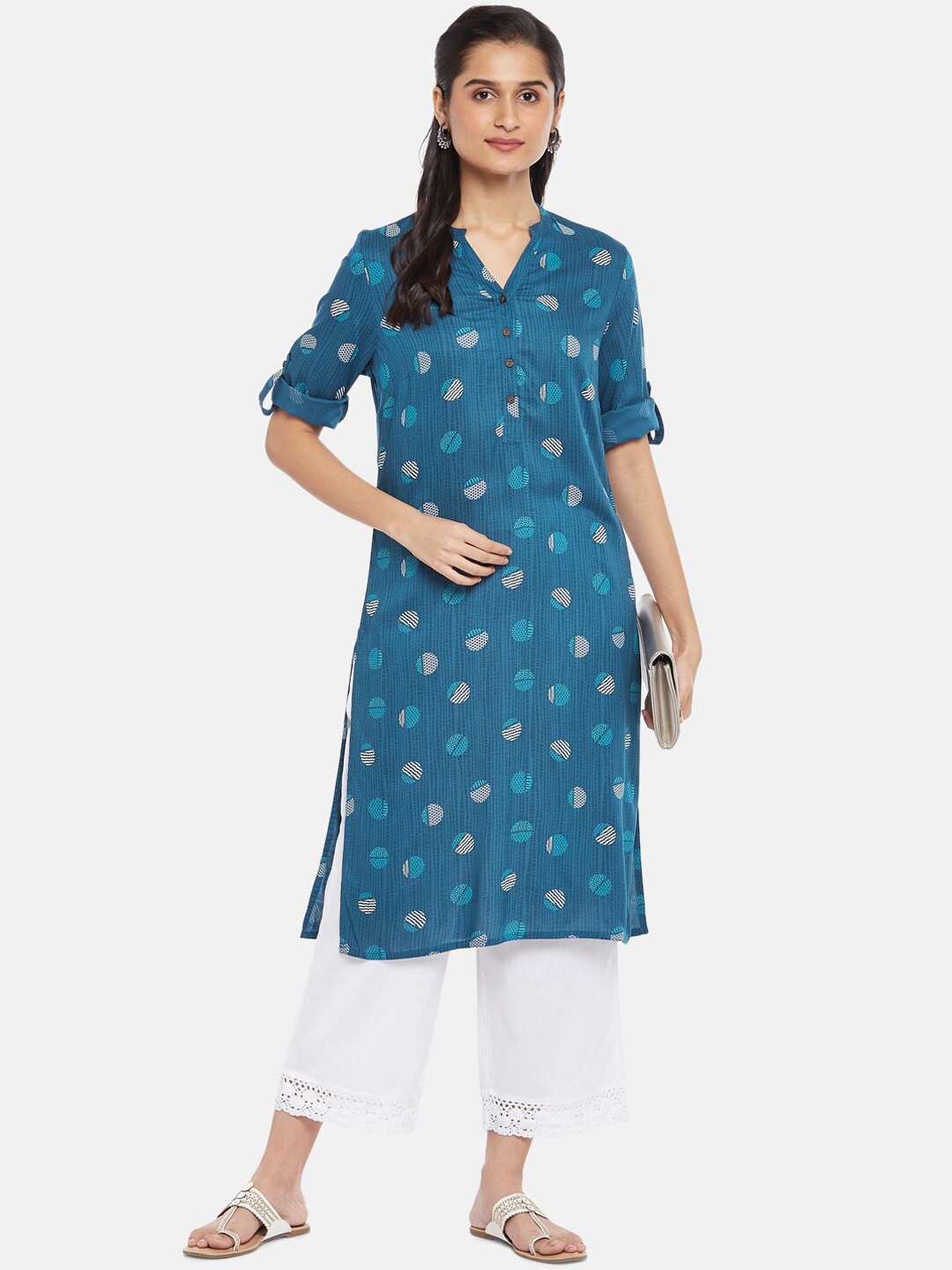 

RANGMANCH BY PANTALOONS Women Blue Geometric Printed Kurta