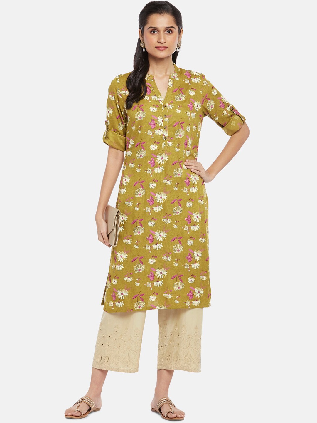 

RANGMANCH BY PANTALOONS Women Beige Floral Printed Kurta