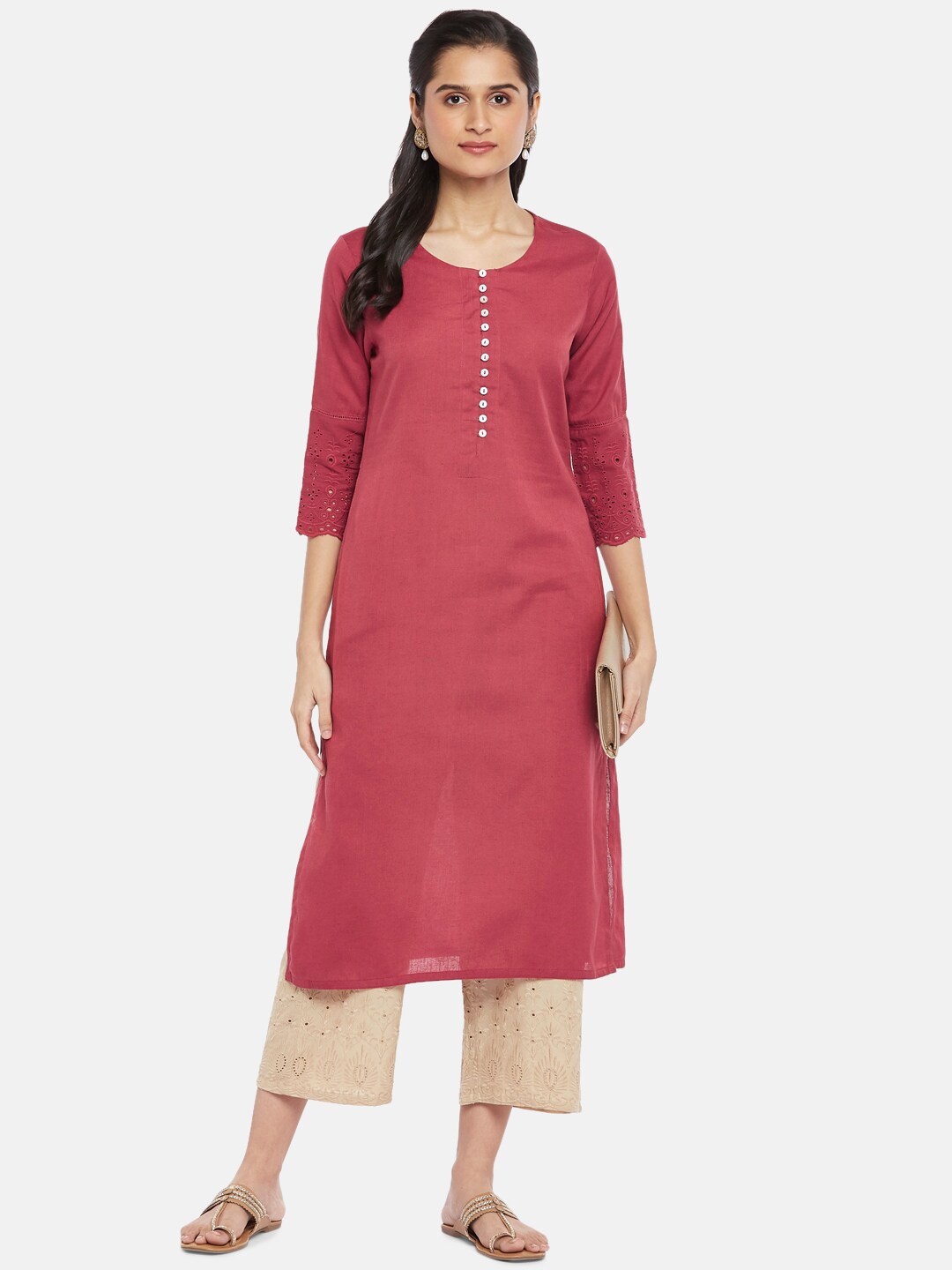 

RANGMANCH BY PANTALOONS Women Maroon Kurta