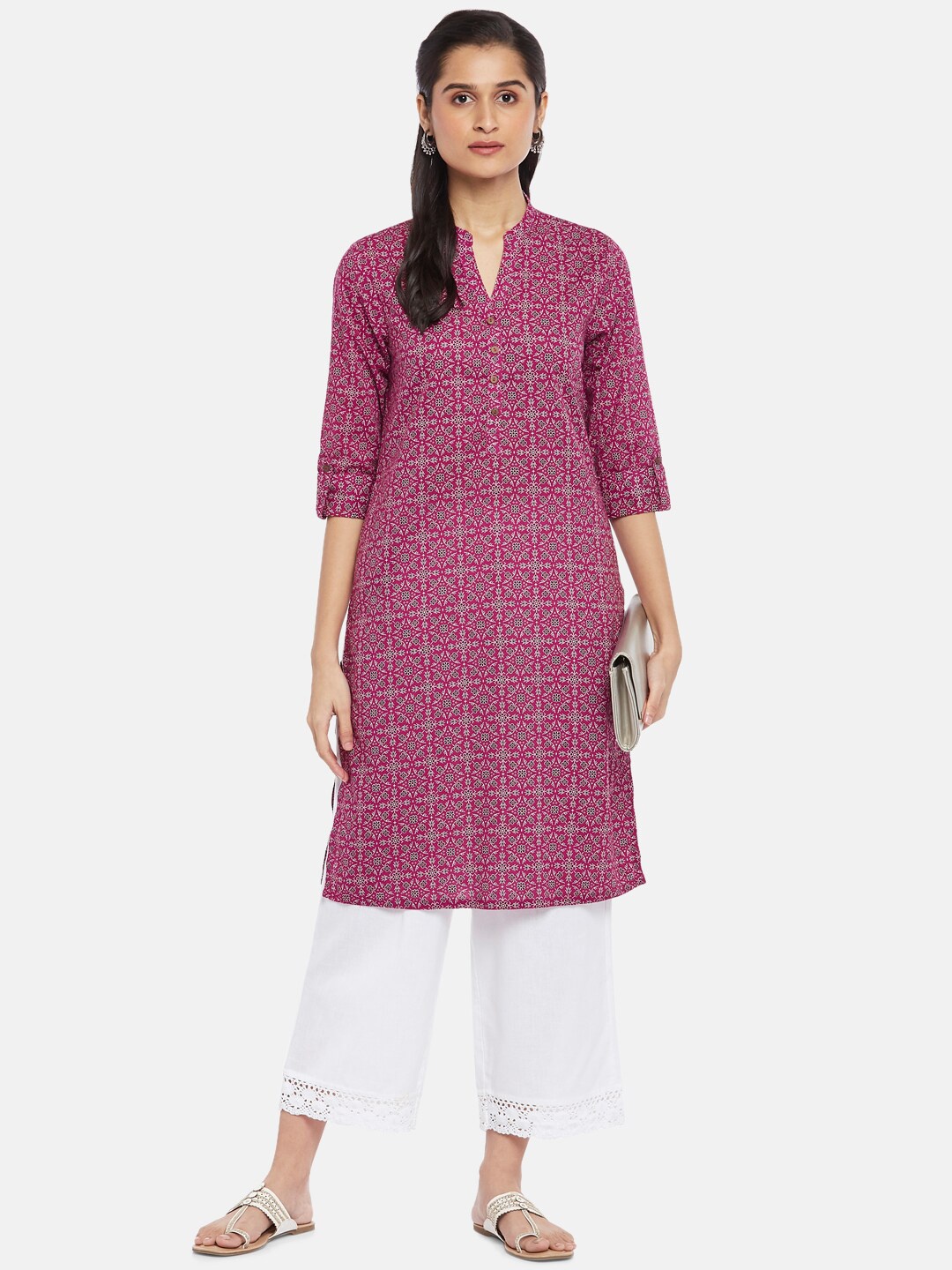 

RANGMANCH BY PANTALOONS Women Fuchsia Ethnic Motifs Printed Kurta