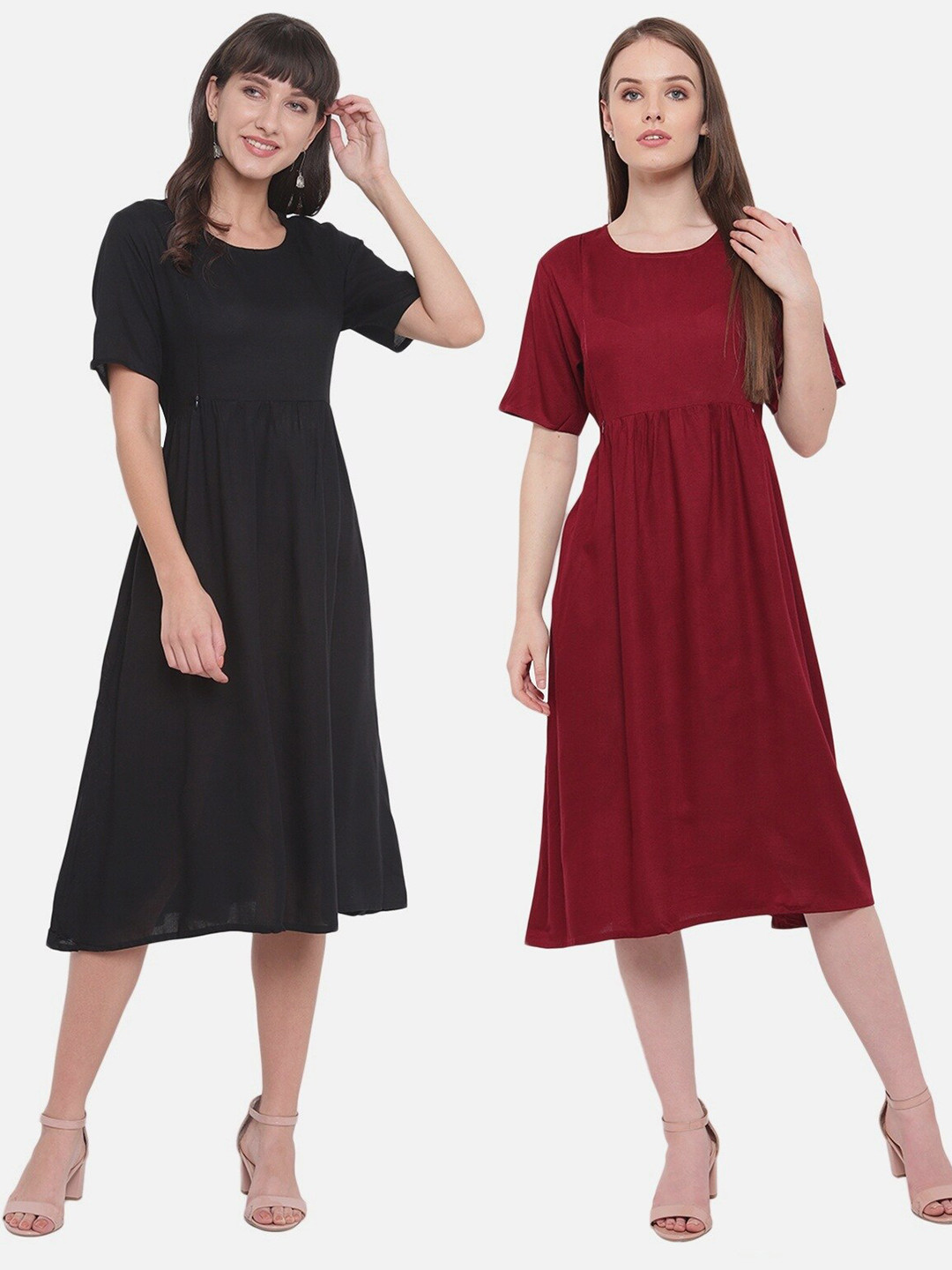 

Aawari Rayon Set Of 2 Feeding Maxi, Black