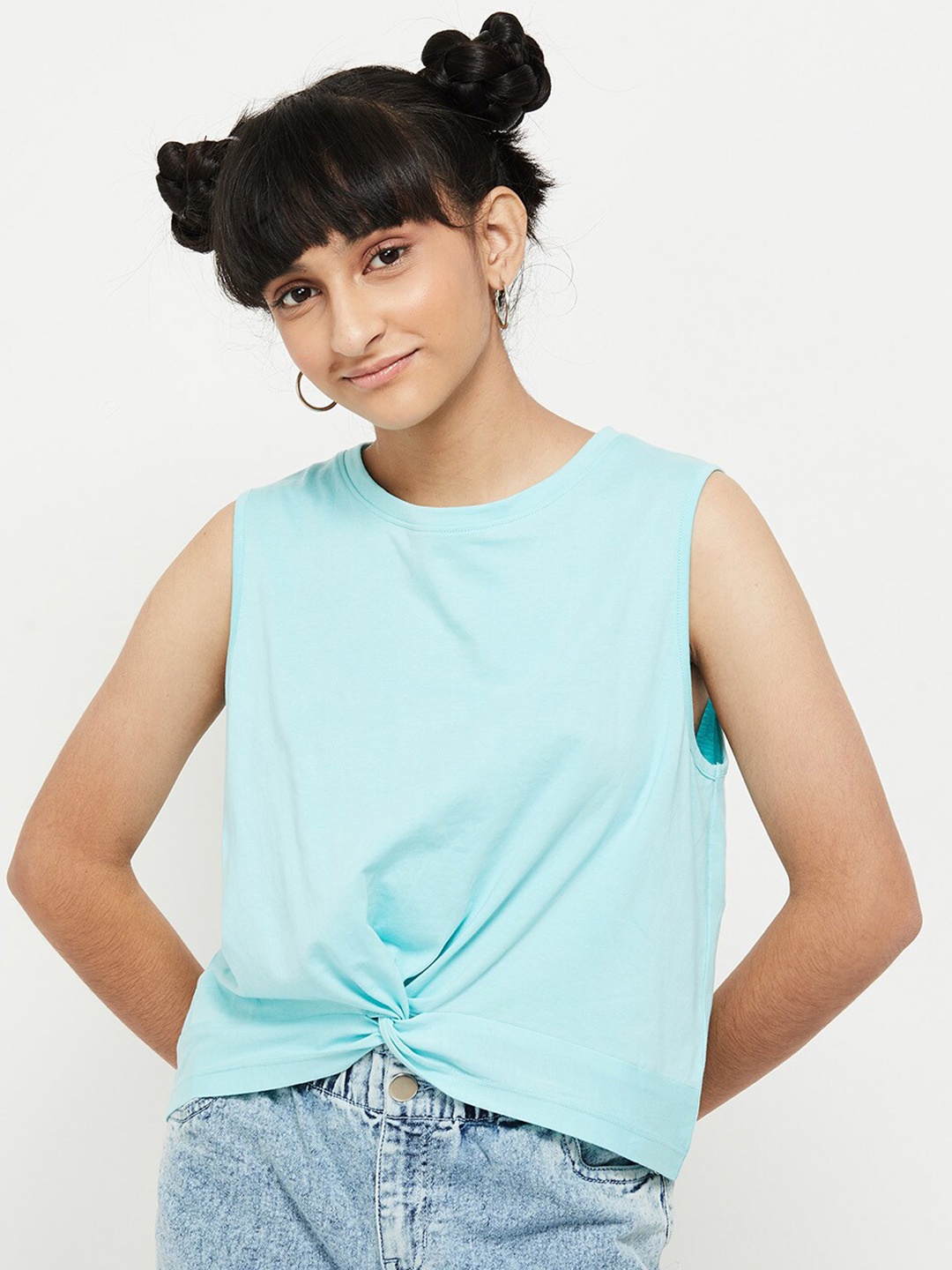 

max Teens Girls Blue Sleeveless T-shirt