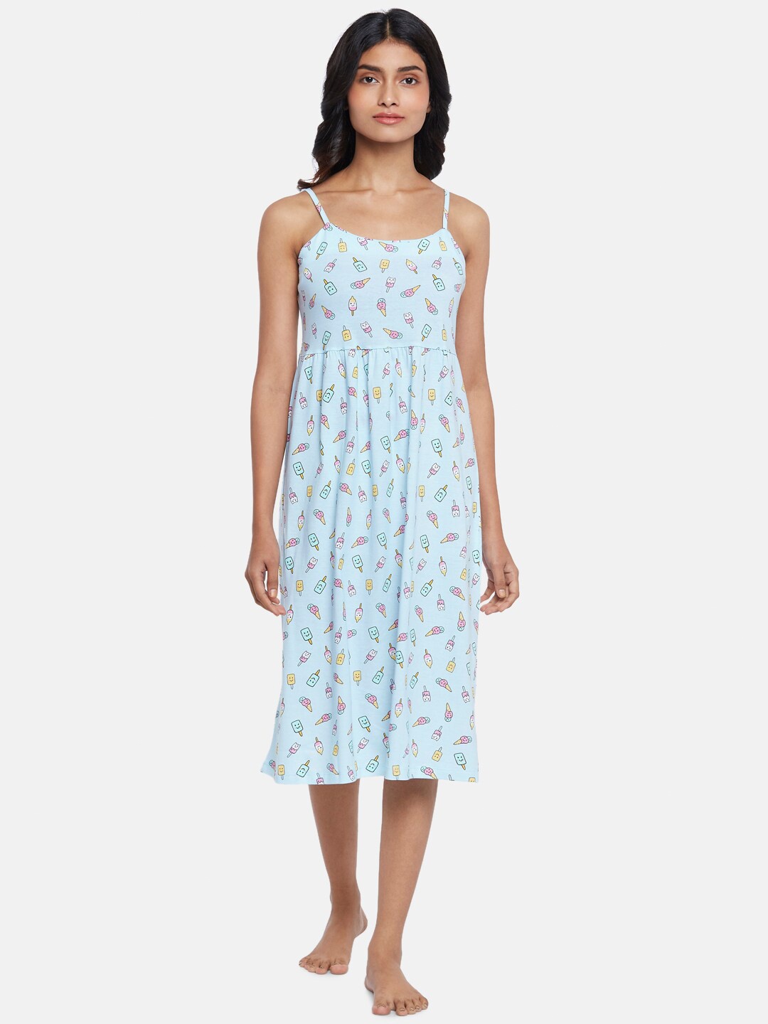 

Dreamz by Pantaloons Women Blue Printed Nightdress