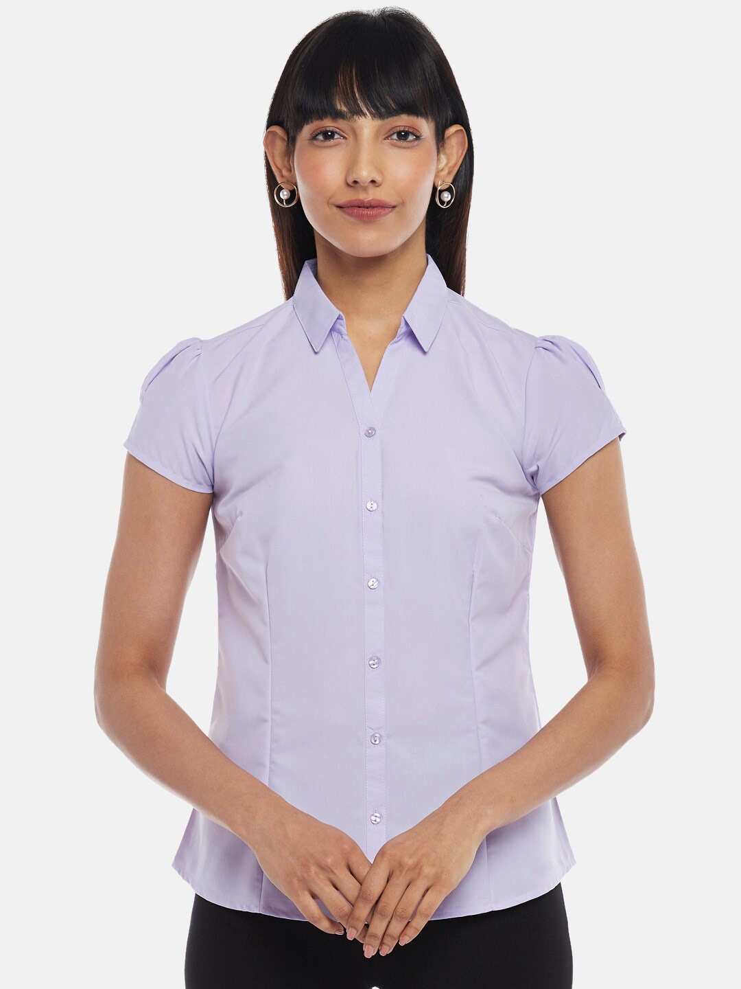 

Annabelle by Pantaloons Women Purple Formal Shirt