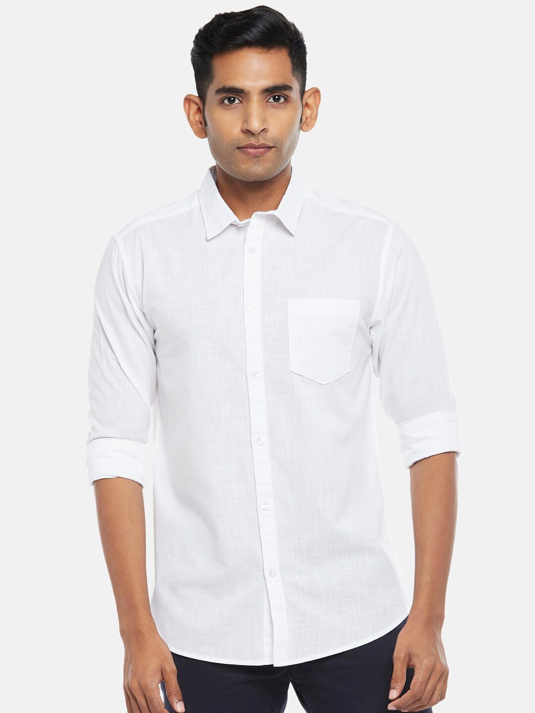 

BYFORD by Pantaloons Men White Slim Fit Casual Shirt