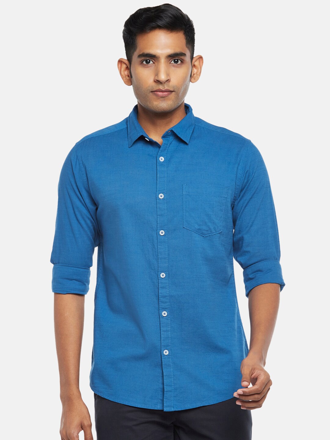 

BYFORD by Pantaloons Men Blue Slim Fit Casual Shirt