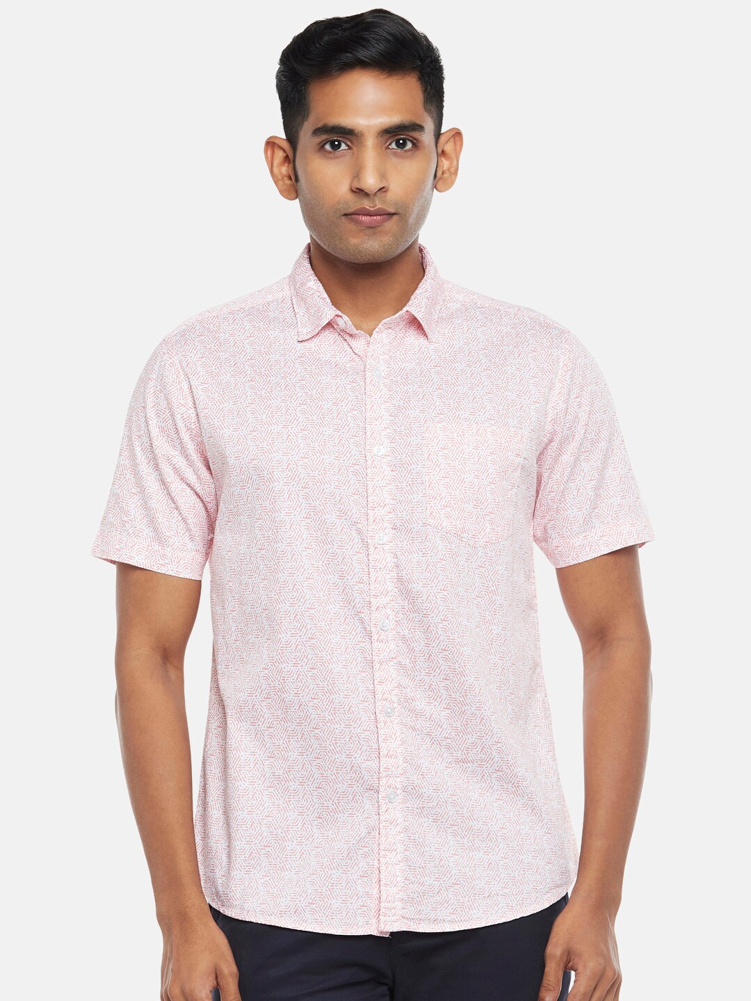 

BYFORD by Pantaloons Men Orange Slim Fit Printed Casual Shirt