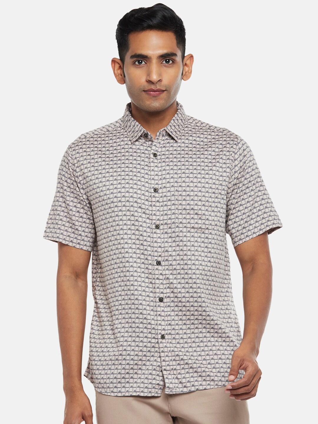 

BYFORD by Pantaloons Men Grey Printed Casual Shirt