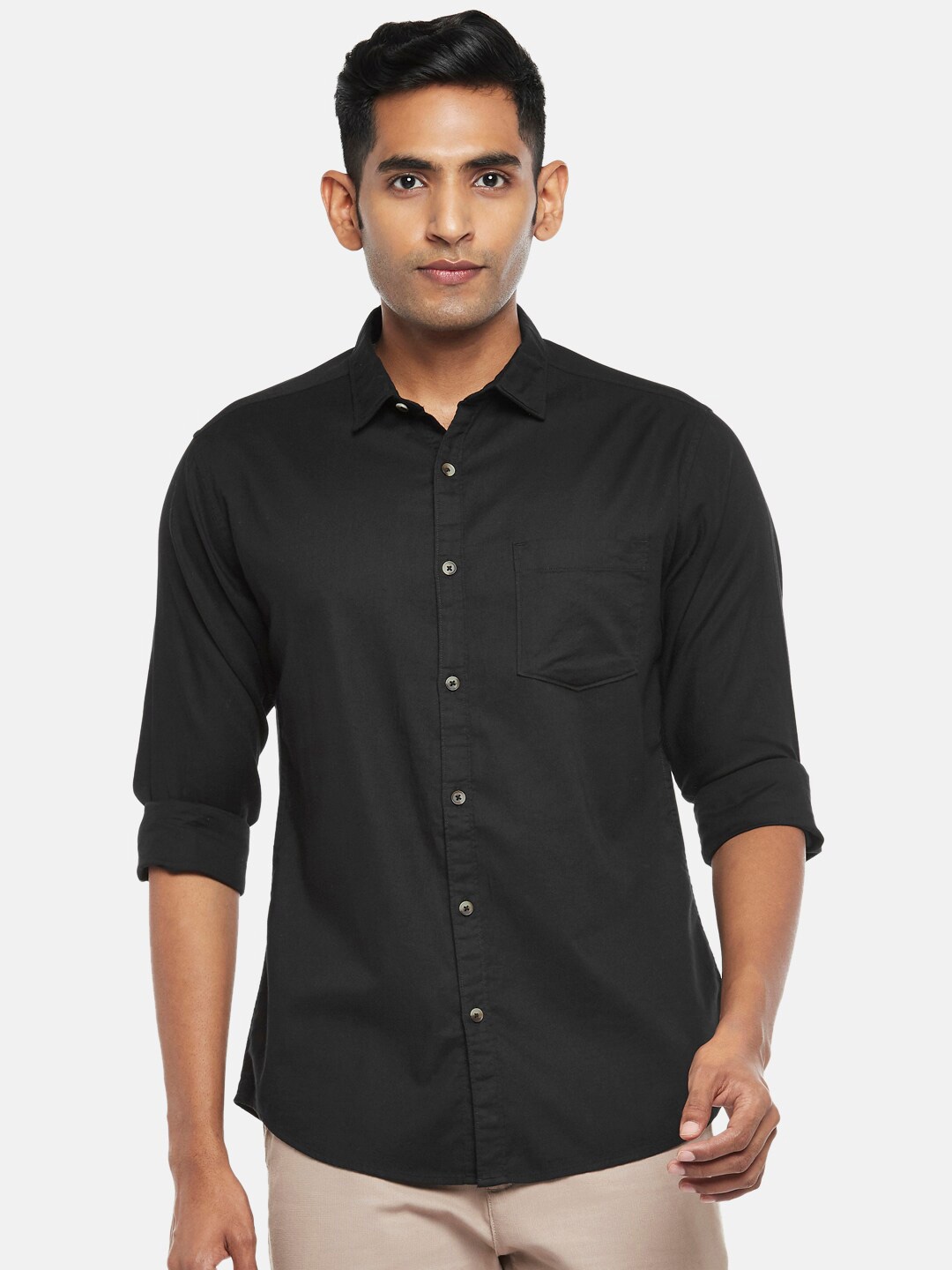 

BYFORD by Pantaloons Men Black Slim Fit Casual Shirt