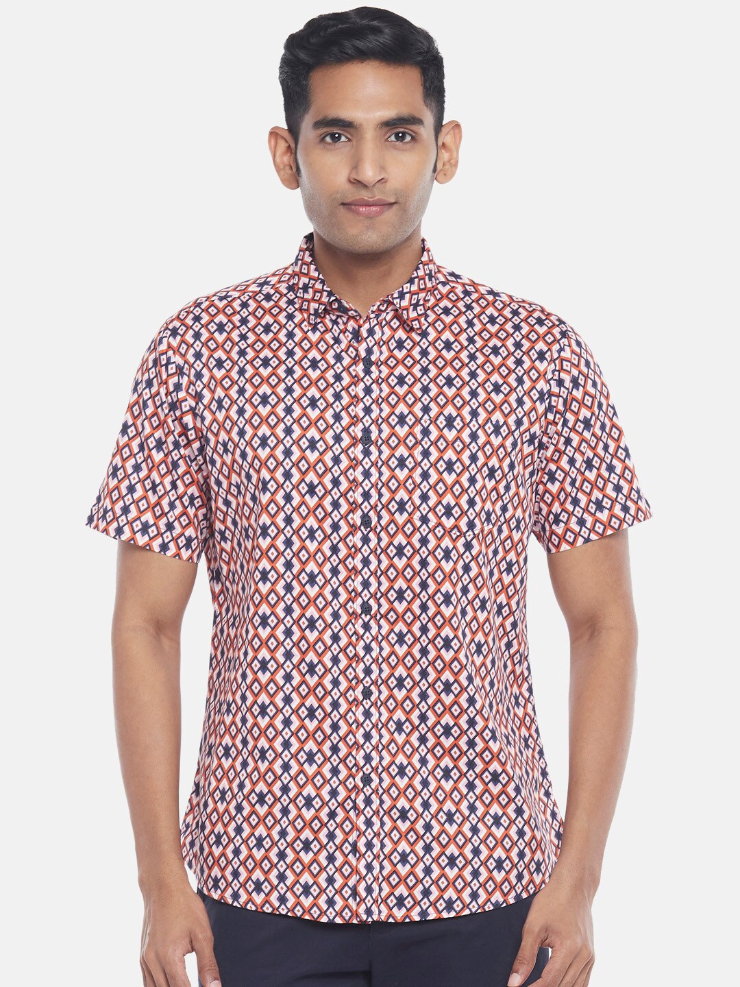 

BYFORD by Pantaloons Men Orange Slim Fit Floral Printed Casual Shirt