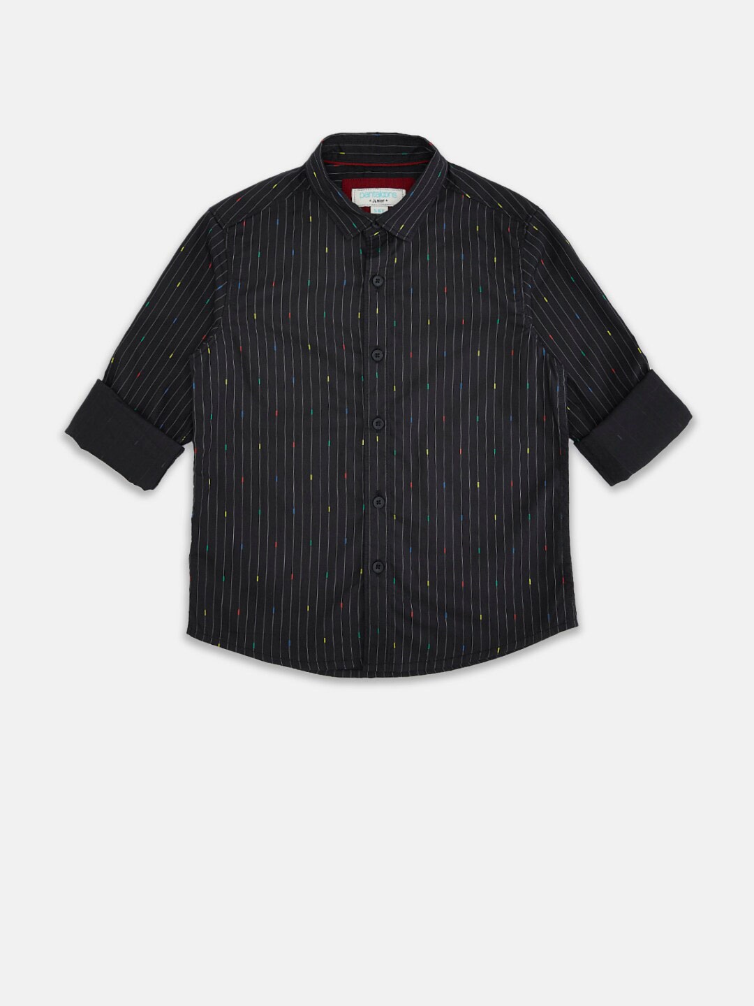 

Pantaloons Junior Boys Black Striped Party Cotton Shirt