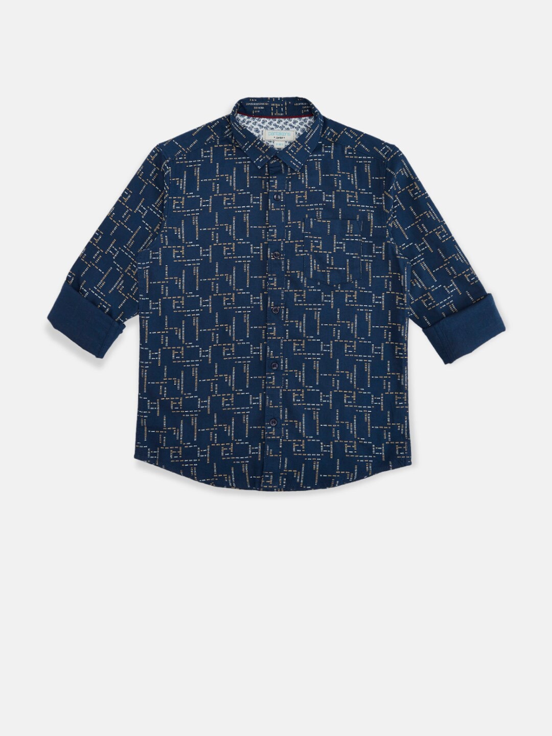 

Pantaloons Junior Boys Navy Blue Printed Party Shirt