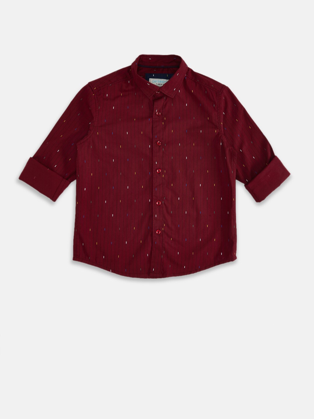 

Pantaloons Junior Boys Maroon Printed Party Cotton Shirt