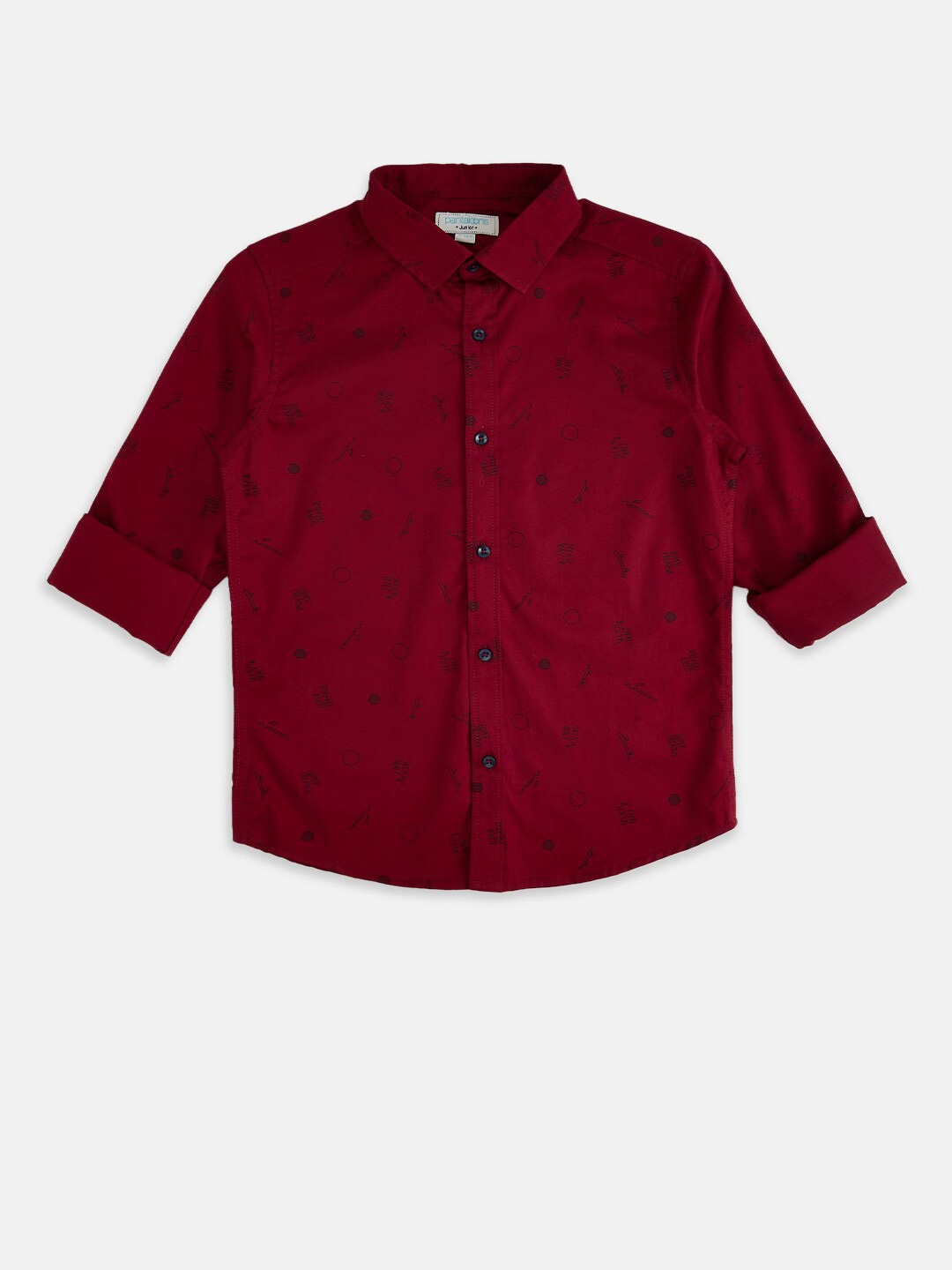 

Pantaloons Junior Boys Maroon Printed Casual Shirt