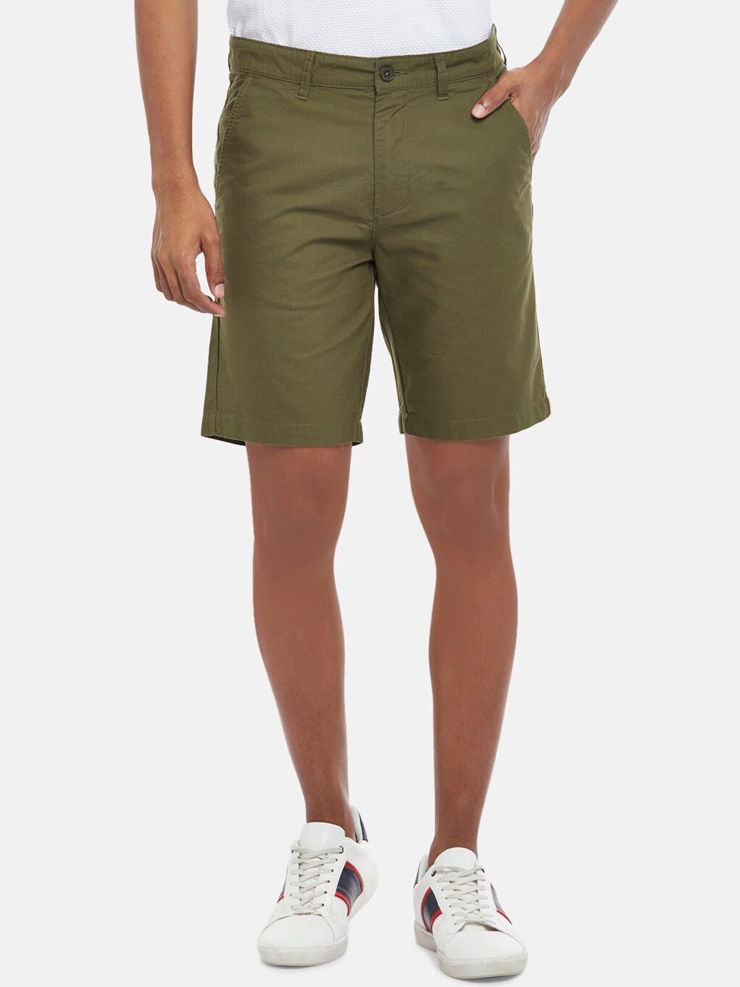 

BYFORD by Pantaloons Men Olive Green Slim Fit Outdoor Shorts