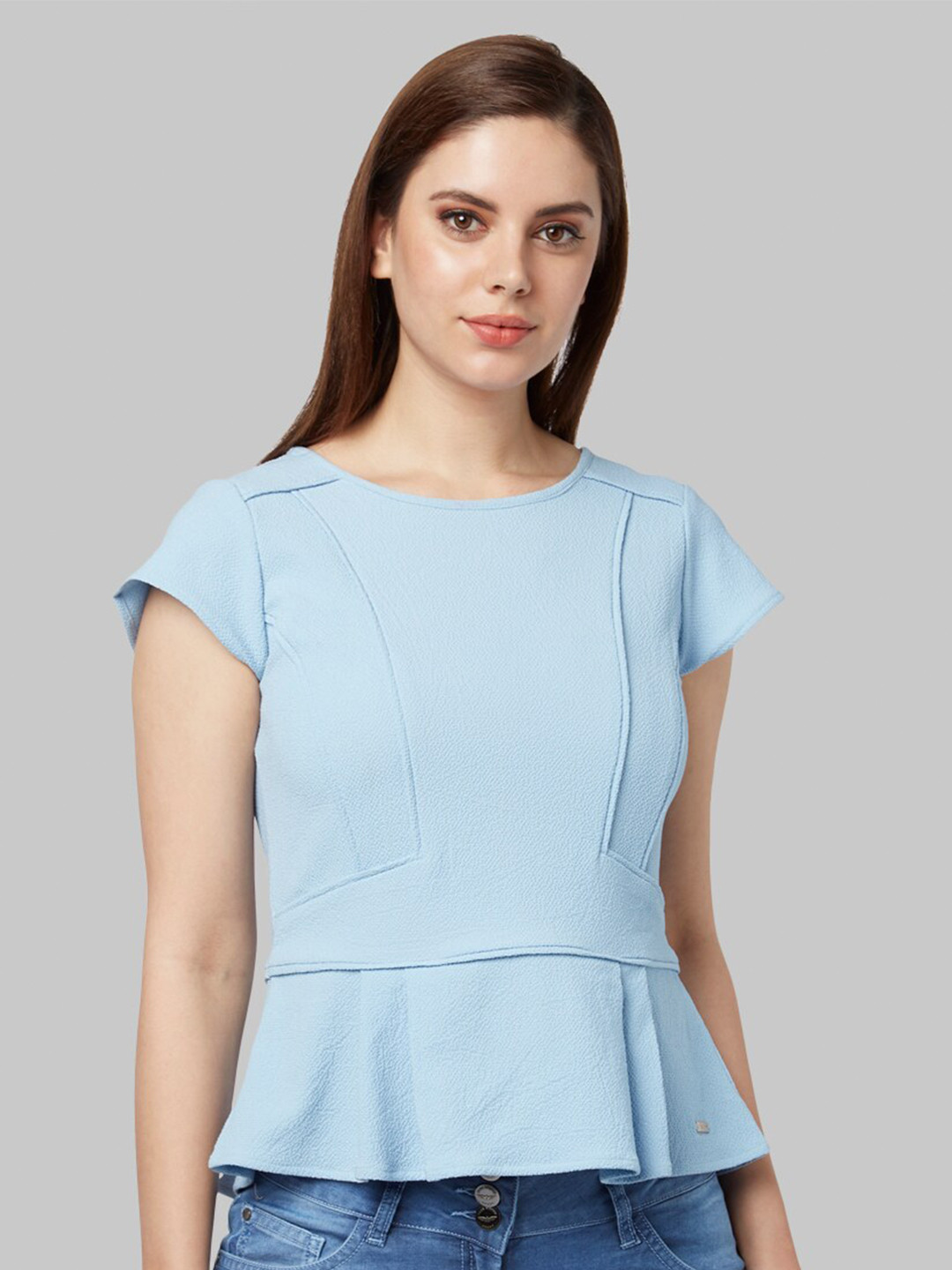 

Park Avenue Blue Peplum Top