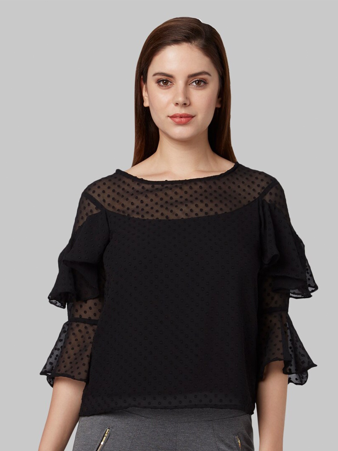 

Park Avenue Black Self Design Top