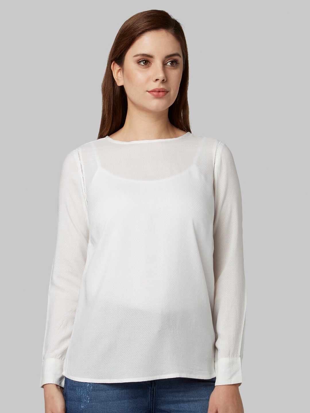 

Park Avenue Woman White Solid Full Sleeve Top