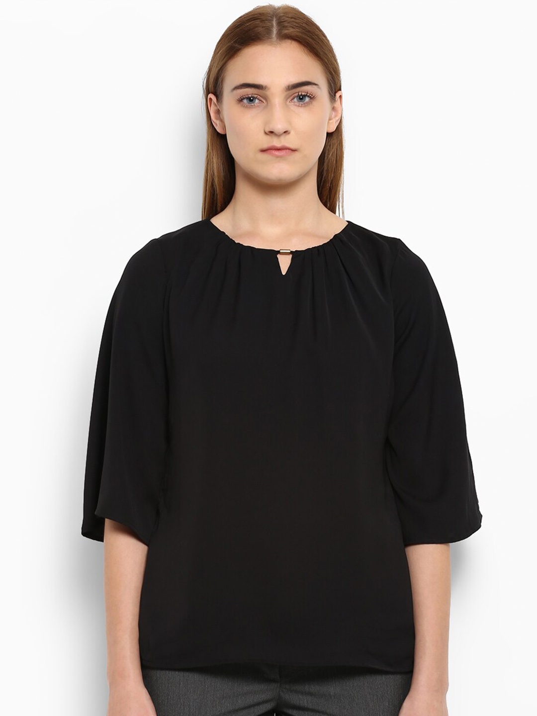 

Park Avenue Black Keyhole Neck Top
