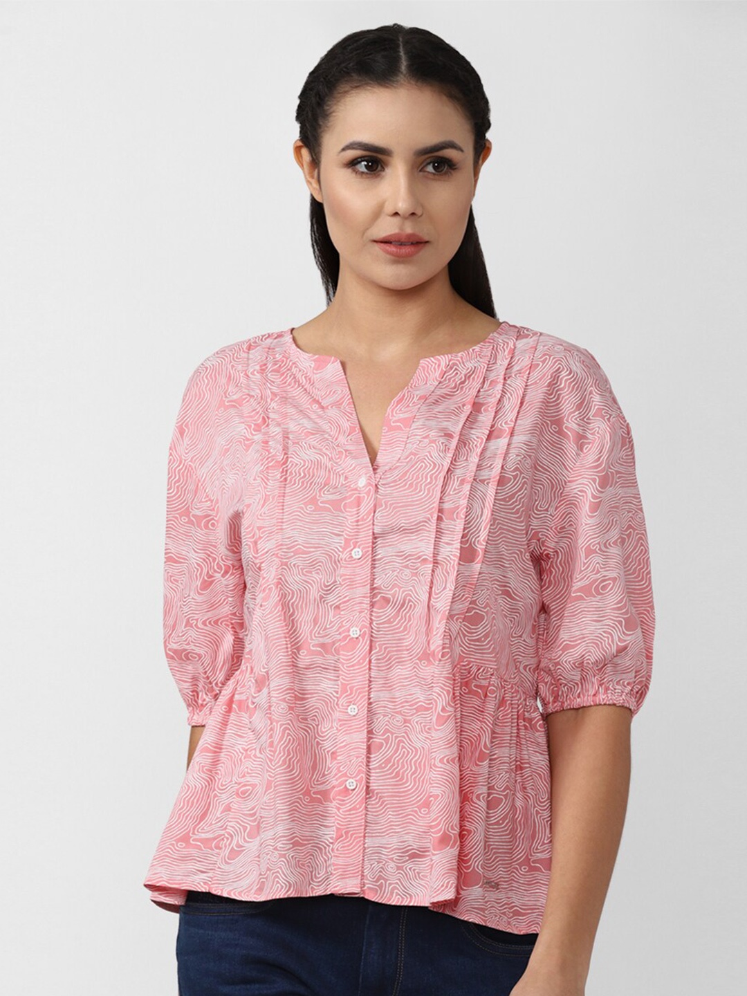 

Van Heusen Woman Pink Printed Peplum Top