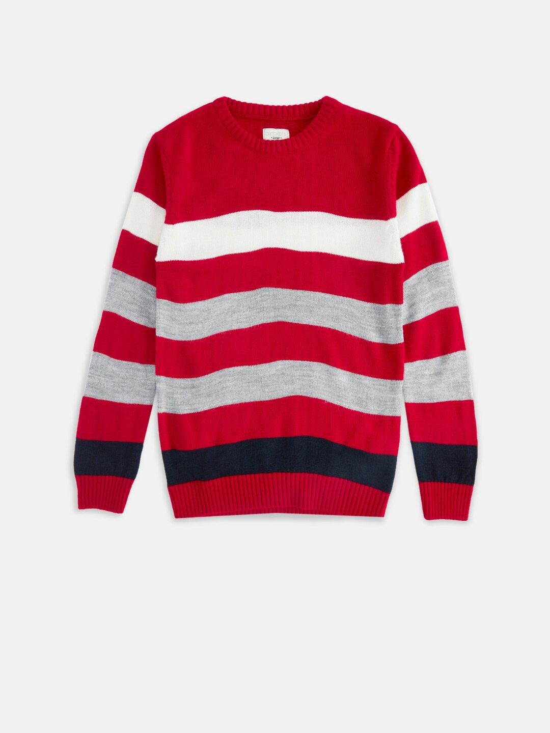 

Pantaloons Junior Boys Red & White Striped Pullover Sweater