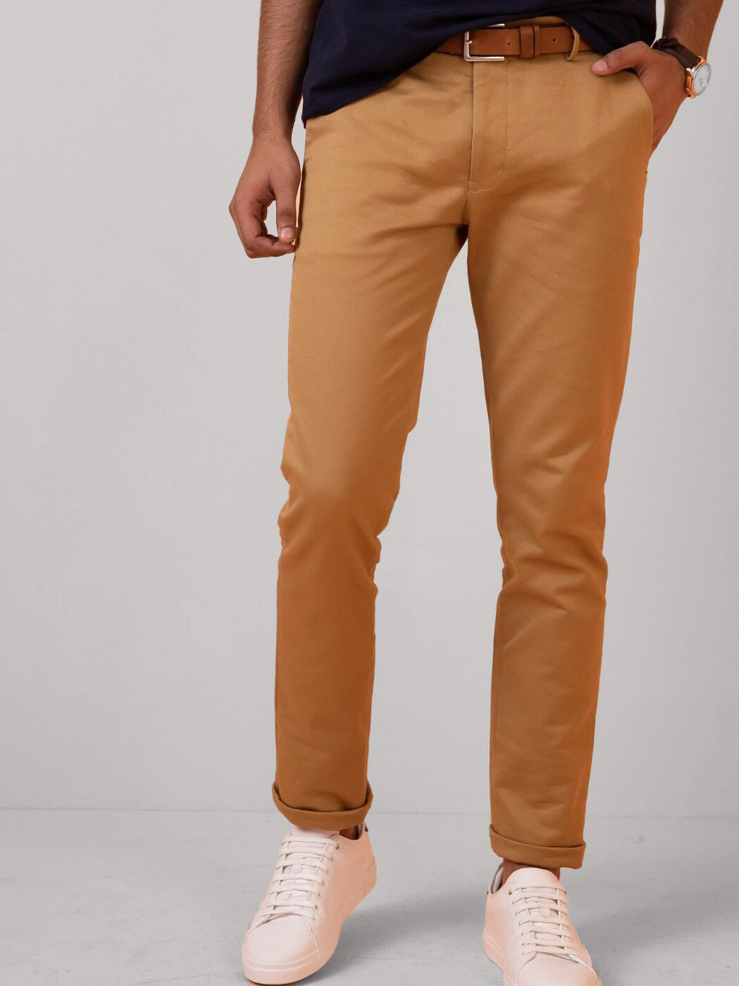 

Turtle Men Khaki Tapered Fit Chinos Trousers