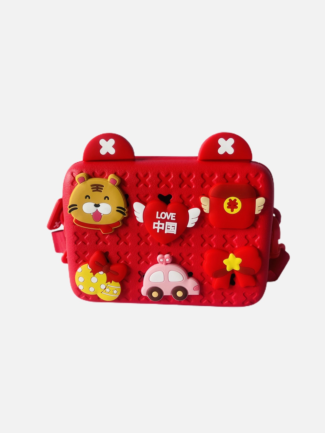 

Little Surprise Box LLP Kids Textured Structured Sling Bag With Applique, Red