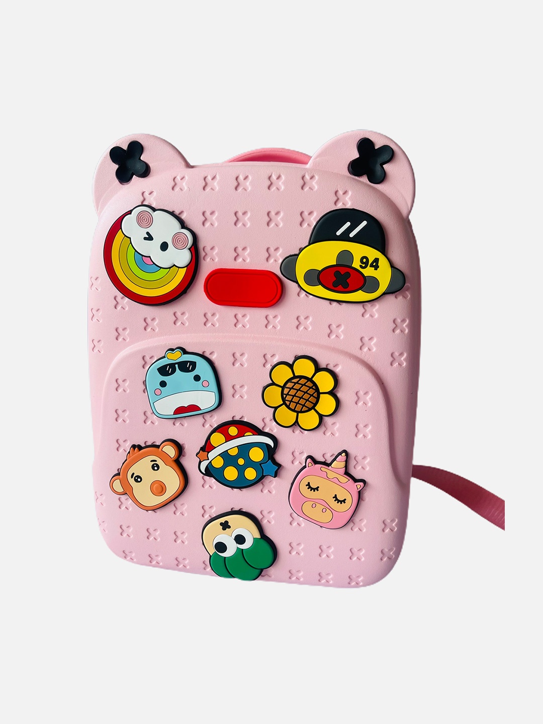 

Little Surprise Box LLP Unisex Kids Pink & White Applique Movable Trinkets Backpack