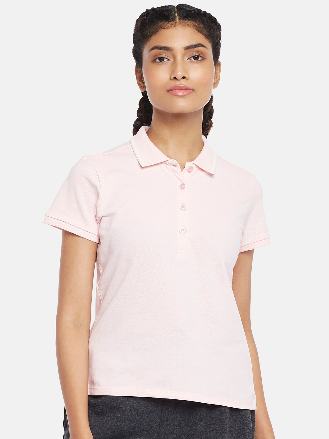 

Ajile by Pantaloons Women Pink Polo Collar T-shirt
