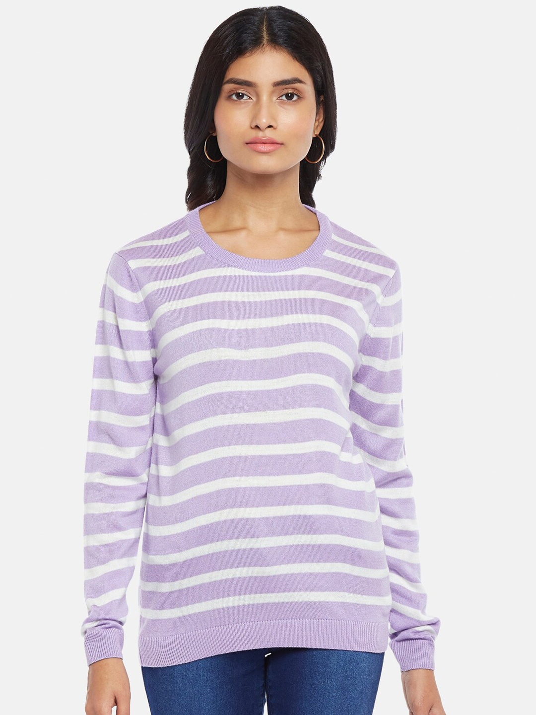 

Honey by Pantaloons WOMEN Purple & White Striped Top
